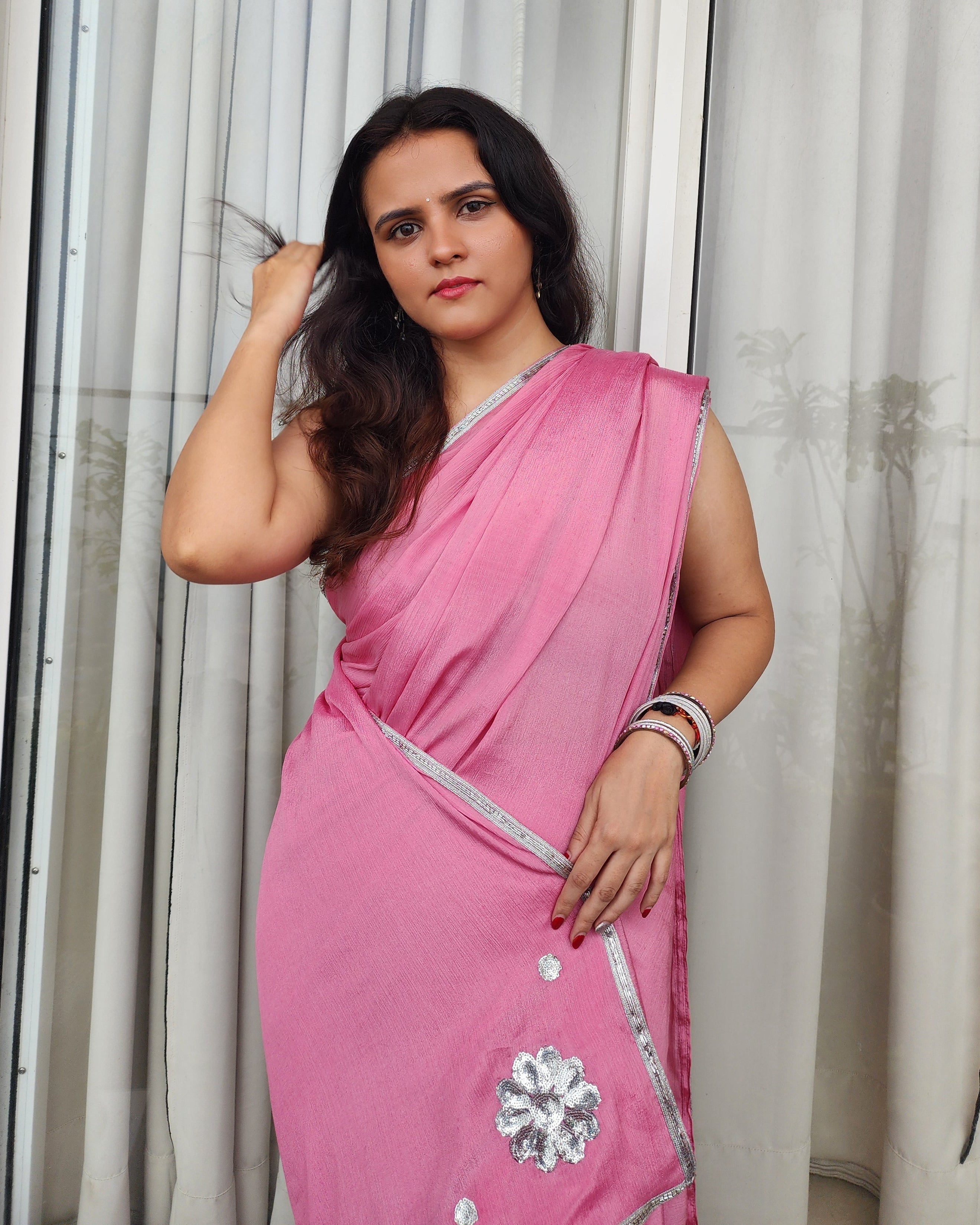 PRE-DRAPED SAREE: BLUSH