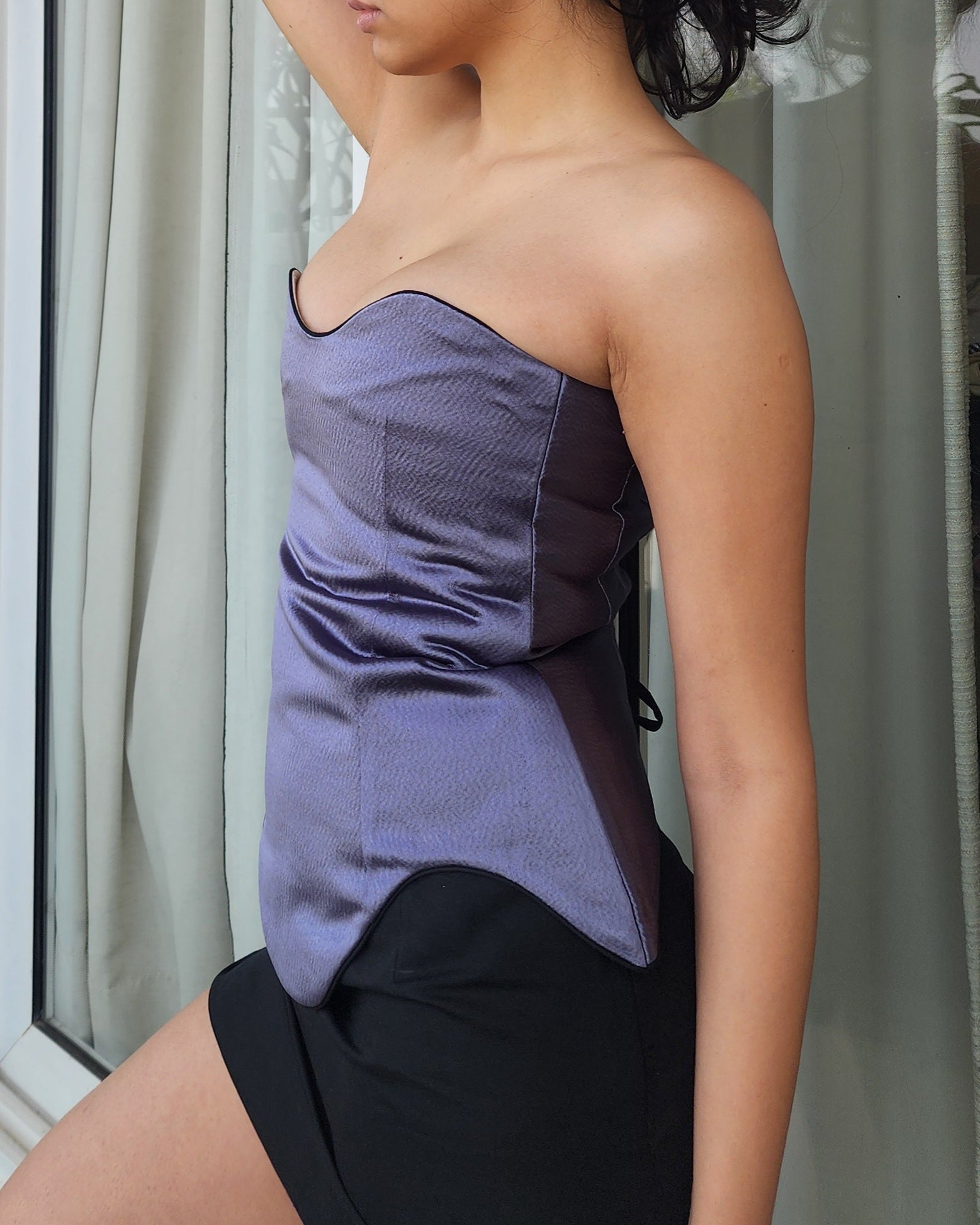 LAVENDER GREY FAUX CORSET