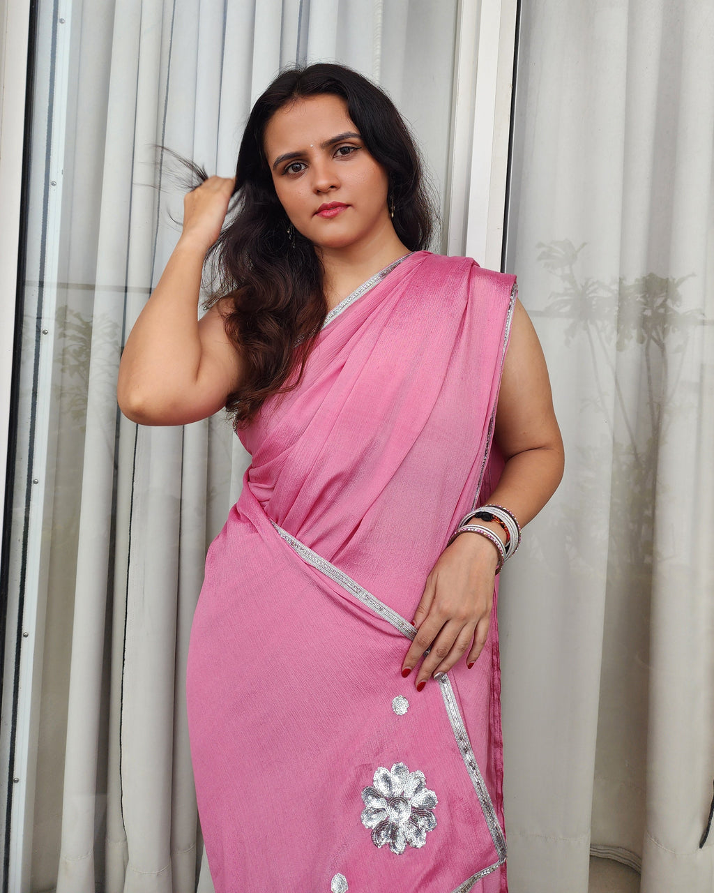 PRE-DRAPED SAREE: BLUSH