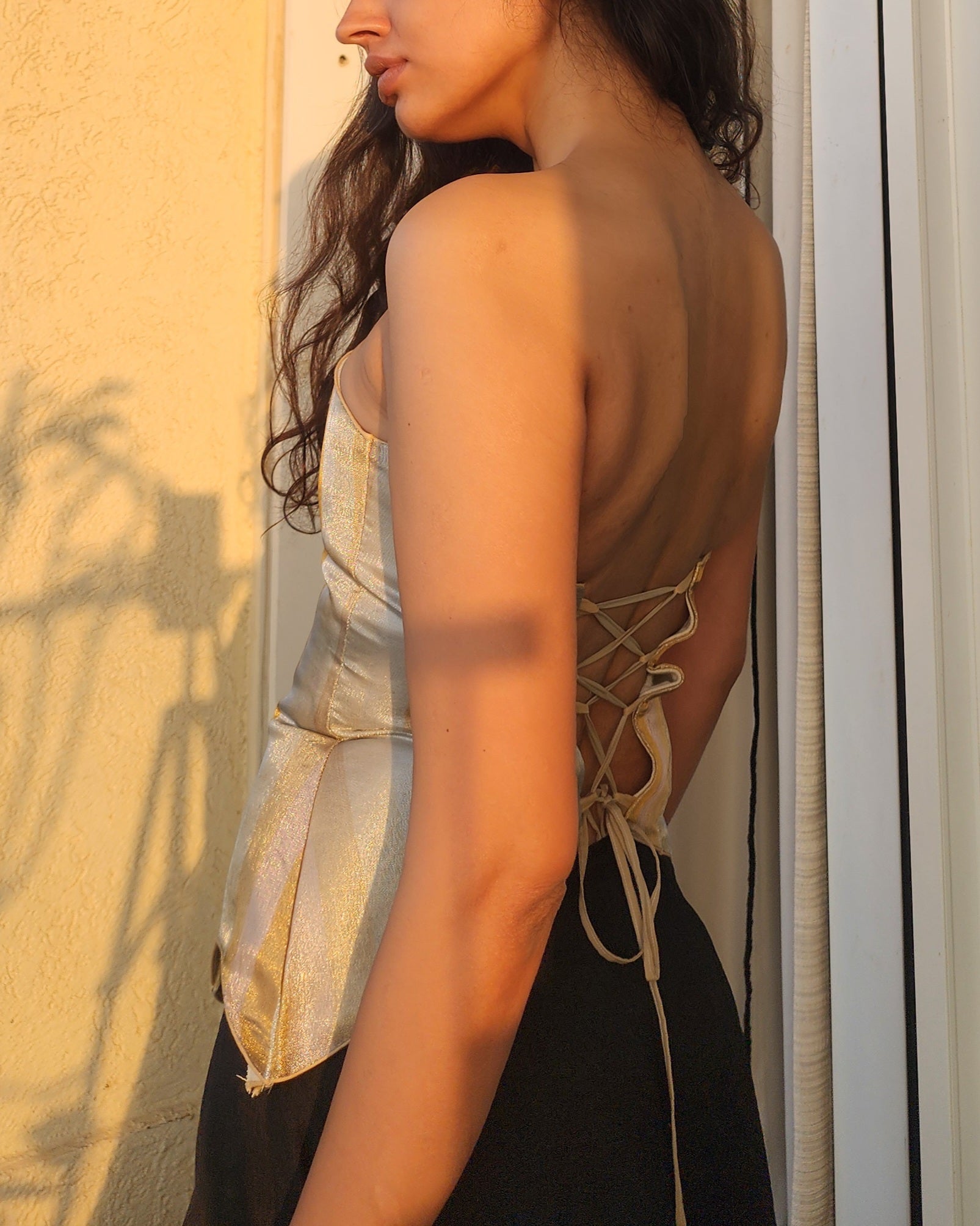 MIXED METAL FAUX CORSET